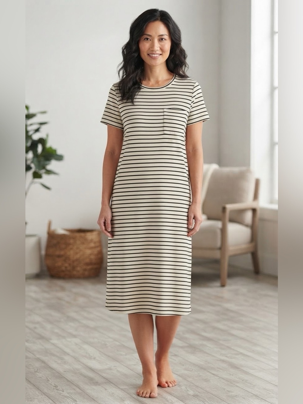 Loft Short Sleeve Midi Sleep Dress